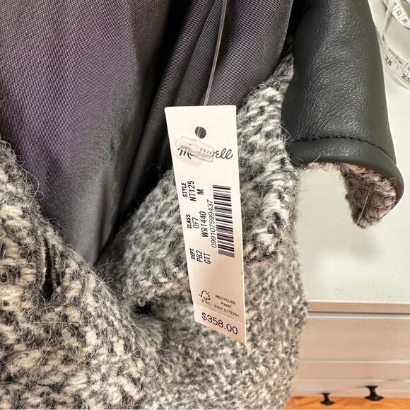 NWT Madewell Gray Herringbone Alpaca Wool Italian Fabric Coat Jacket Medium - Picture 15 of 16